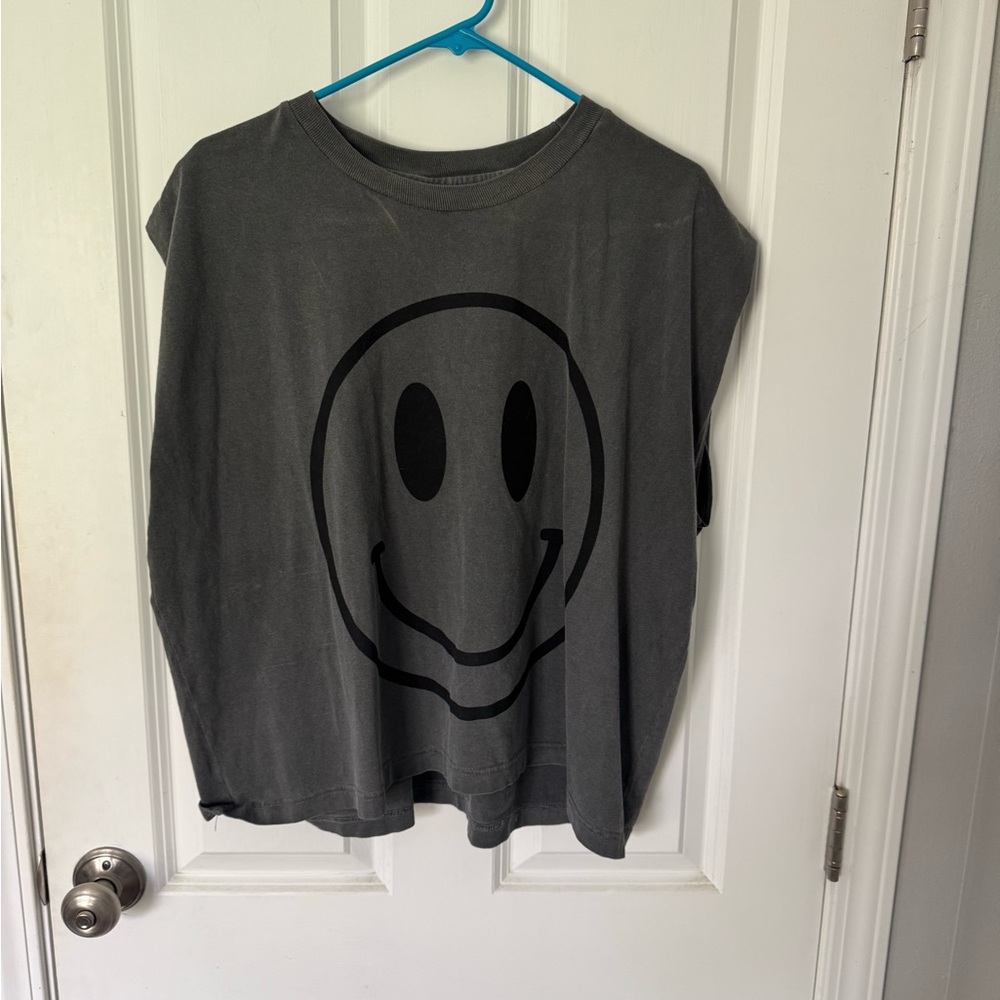 Dressed in LALA Gray Muscle Tee with Smiley Face